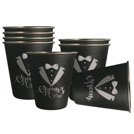 Groomsmen Gifts Set of 8, Stainless Steel Shot Glasses, Bachelor Party Favors Gifts for Men, Team Groom Cups(Groom Crew)