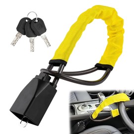 OHVBAEON Steering Wheel Lock - Steering Wheel to Seat Belt Lock, Heavy Duty with 3 Keys(28inch)