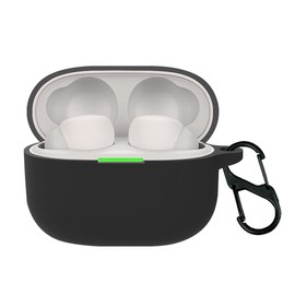 QWYJ Funda para Sony LinkBuds S Case Carcsa Protectora de Silicona, para Sony LinkBuds S Funda de Carga Portátil con Mosquetón Llavero Anti-perdida (Negro)