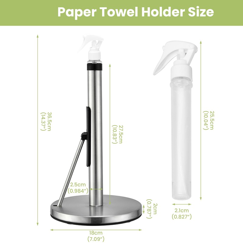 sagetta Paper Towel Holder with Spray Bottle Pump and Tension