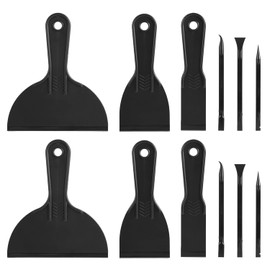 12pcs Plastic Putty Knife Set, Spackle Tool, Include 6 Black Flexible Putty Scraper and 6 Detail Scraper for Repair Spackling Patching Plastering and Painting