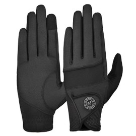 AF EQUESTRIAN Ladies Horse Riding Gloves – Lightweight, Touchscreen Compatible, Non-Slip Grip, Breathable Equestrian Gloves for Everyday Riding Rider Pro (Black, Small)