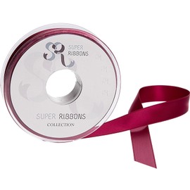 SR SUPER RIBBONS®™- Full Reel 6mm Double Faced Satin Ribbon, 20 Metres on Reel - Burgundy