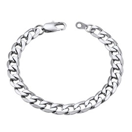 Curb Chain Bracelet Women Stainless Steel Cuban Link Bracelet for Men Silver Hand Chain