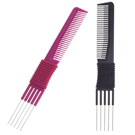 EDOBLUE 2 Pcs With Metal fork Lift and Hair Pick Salon Lift with 5 Stainless Steel Pins (Purple and Black)