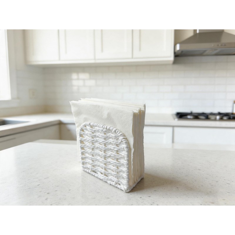 Hosmore Napkin Holder Freestanding, Paper Cord Handwoven, Tabletop Dispenser, Farmhouse