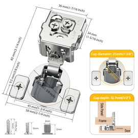 Furniware 30 Pack 15 Pairs 1-1/4 inch Overlay Soft Close Hinges for Face Frame Kitchen Cabinet Hinges Satin Nickel - 3 Way Adjustability Concealed Soft Close Hinges Damper Self Closing