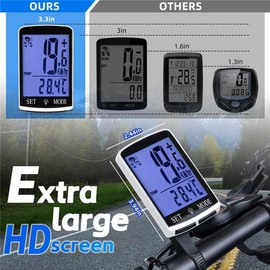 DonDofla Bike Computer and Bicycle Odometer Wireless Big Secrren 3.3IN MPH KM/H Bike Speedometer with Automatic Wake-Up Cycling Old School Speed Tracker Multi-Functions (Blue Backloght Color, White)