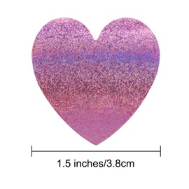 joycraft 500Pcs Heart Stickers, Glitter Pink Valentine Gift Stickers, 1.5Inch Heart Labels Stickers Roll, Self-Adhvise Gift Tags Stickers, Craft Scrapbooking Stickers for Valentine, Wedding, Birthday