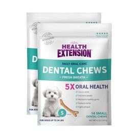 Health Extension Fresh Breath Dental Bones for Dogs, 14 Small Bones – Supports Dental Health, Freshens Breath, Ideal for Puppy Training (Pack of 2)