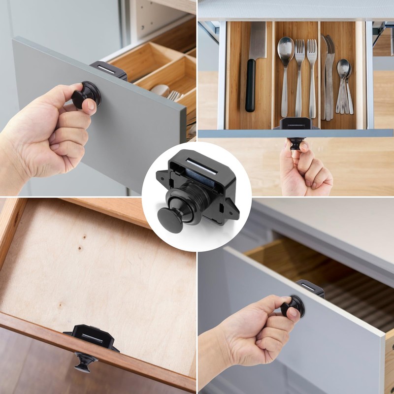 CXQamitao 5 Pack Push Button Latch Cabinet Door Catch Keyless