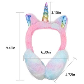 BAOPLAYKIDS Girls Unicorn Earmuffs Winter Warm Soft Plush Ear Warmers for Kids Adults