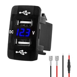 Levigo Car Charger USB 5V 4.2A Fast Charging for Honda Car Power Socket with 2 Ports, Switch Hole, LED Voltmeter Display, Compatible with 12/24V Vehicles (44*26mm)