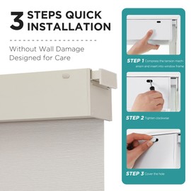 Joydeco No Drill Blackout Shades, Free-Stop Cordless Roller Shades, UV Protection, Thermal Insulated Blinds for Indoor Windows, Easy Install Window Blinds for Home and Office (Beige, 46" W X 75" H)