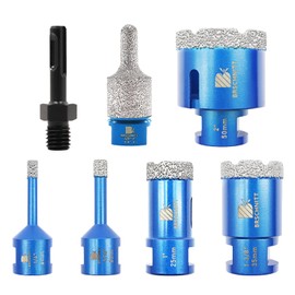 Diamond Core Drill Bit Set - 6/8/25/35/50mm Diamond Hole Saw & for Porcelain Tile Ceramic Marble Granite Drilling 10-25mm Diamond Finger bit with 5/8-11 Thread&Adapter