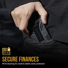 1TG Tactical Minimalist Slim Wallet with Moeny Clip, Front Pocket RFID Blocking Wallet Cash Holder, Versatile Credit Card Orgainzer, ID Card Badge Holder for Men