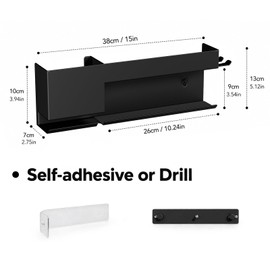 Hair Tool Organizer Wall Mount, Metal Curling Iron Accessories Rack Bracket Stand, Storage Rack Tool for Bathroom Shelf Organizer Black