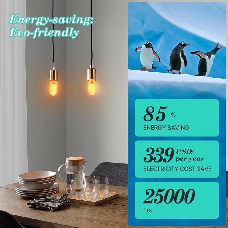 AMDTU Edison Bulbs 60W Equivalent Dimmable, Spiral Ultra-Thin Filament E26