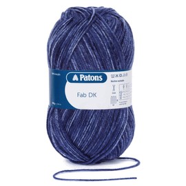 Patons Fab DK Knitting and Crochet Double Knitting Wool - 100% Acrylic Machine Washable & Tumble Dry Yarn - Colour 2370 - Navy Denim - 5 x 100g Balls