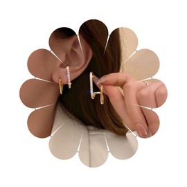 Erimberate Bohemian Crystal Line Wrap Earrings Gold Cz Ear Climber Earrings Twist Cz Rhinestone Wrap Stud Earrings Crystal Climber Crawler Earrings Jewelry for Women