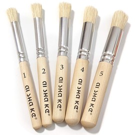 Auhoahsil Auhoahsil Stencil Brushes Set, 5 Pcs Natural Bristle Wooden Handle Template Brushes for Wood Wall Model House Painting, Stencil Projects, Card Making, DIY, Crafts and Acrylic Oil Watercolor Painting