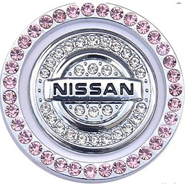 MUTOO Nissan Engine Start Button Ring Push Starter Switch Swaroski Rhinestone Engine Start Button Cover Ring Dress Up Car Accessories Easy to Install Set of 2 (Pink)