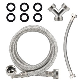 Watflow 4FT Steam Dryer Hose Installation Kit with 3/4" FHT 90 Degree 304SS Elbow Hose, 1ft Inlet Adapter and Y Connector,Fits All Normal Household Water Supply Lines