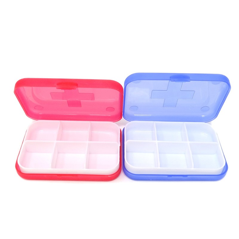 Honbay 4PCS 6 Compartments Waterproof Plastic Pill Organizer Box Case