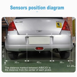 TKOOFN® Universal Car Wireless Summer Parking Aid Reversing Aid Car Parking Sensor System with 4 Sensors Radar Kit LED Display