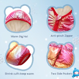 kids4ever Girls' Coats Girls Winter Jacket Hood Waterproof Quilted Jacket Children Warm Shiny Winter Coats Windproof Jacket 4-12 Years, A4 Pink1