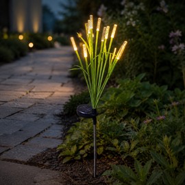 2-Pack 6-LED Solar Reed Bubble Stake Lights, IP54 Waterproof Colorful Outdoor Garden Decor