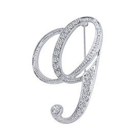 LiaSun 26 Letters Brooches Silver Plated Metal Broaches Pins-Clear Crystal Initial Breastpin (1pcs-G)