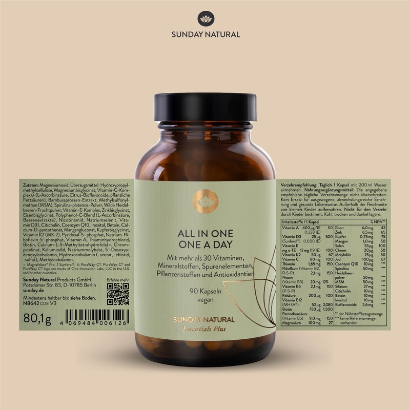 SUNDAY NATURAL Multivitamin Complex - All in One - Premium