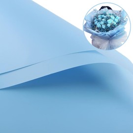 VOWOVOSDAY 20 Pcs Flower Wrapping Paper, Waterproof, 12x11 Inch, Misty Blue, For DIY Crafts, Gift Packaging, Floral Wrapping, Occasions: Valentine's Day, Mother's Day, Birthdays, Weddings