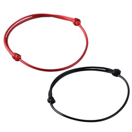 DUINIU 2 Pcs Adjustable Bracelets Surf Bracelet Leather Wrap Bracelet Plain Fabric Bracelet Bell Collar Pet Collar Unisex (Red and Black)