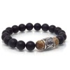 Men's Black Stainless Steel Bracelet with Chinese Ornaments and Agate