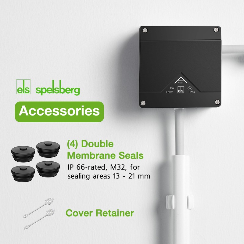 Spelsberg Abox Pro 060-6²/sw - IP66/IP67/IP69 Junction Box with Cable