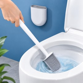 Long Handle Toilet Brush for Bathroom Cleaning – Wall-Hanging Silicone Brush with Easy-Clean Design