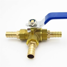 4 6 8 10 12 13 14 16 19 20 25 32mm Hose Barb Full Port L-Port Three Ways Brass Ball Valve Connector For Water Oil Air Gas 1Pcs (Color : Hose Barb, Size : 16mm OD)