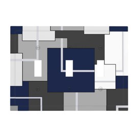 Navy Blue Gray Triple Toggle Light Switch Cover 3 Gang Decorative Wall Plate Morden Abstract Switch Plate for Bathroom Bedroom Kitchen Room Home Decor