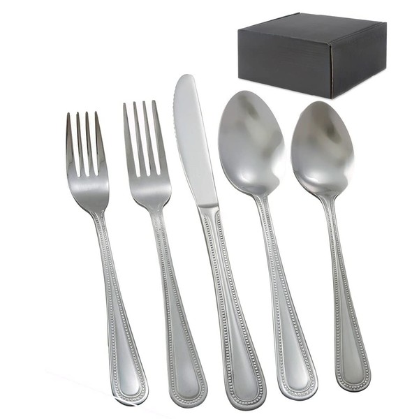 Tiger Chef 20-Piece 18/0 Stainless Steel Service for 4 Includes 4 Salad Forks Dinner Forks Knives Spoons Teaspoons