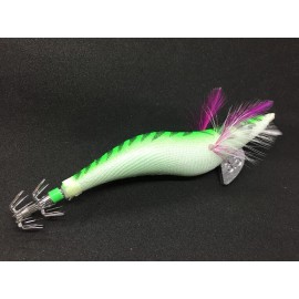 Unbranded 3.5 Squid Jig Blue Orange Green Pink Glow Eyes Squid Lure Jig  - Green