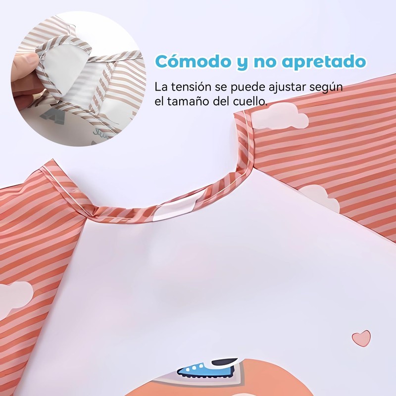 3/5 Pcs Baberos para Bebé,Baberos para Bebe Impermeable con Mangas,Baberos