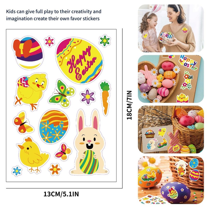 BOOSHMall 8 Sheets Easter Stickers, Easter Stickers, Easter Children, Easter