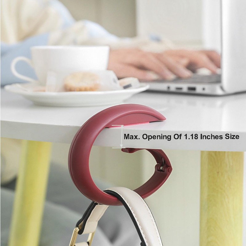 ZAAWUUT Foldable Desktop Clip Hooks,2-Pack Rod Hook,Purse Holder,Backpack Bag Hook