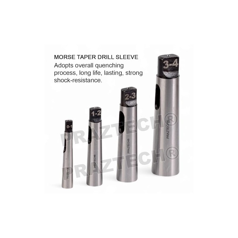 PRAZTECH® 4pcs Morse Taper Drill Sleeve Reducing Adapter for Lathe