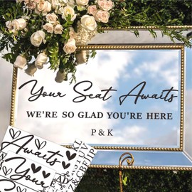 Wedding Sign Decals Wedding Seating Chart Decal Your Seat Awaits Stickers for Reception Display Selfie Mirror Stickers for Weddings Party Welcome to Our Weddings Decals for Seating Charts