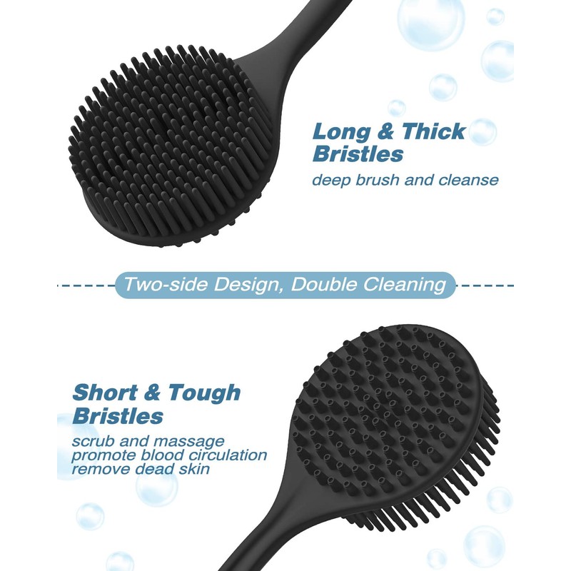 Manmihealth Silicone Back Scrubber (Thick Bristles) & Bath Glove &