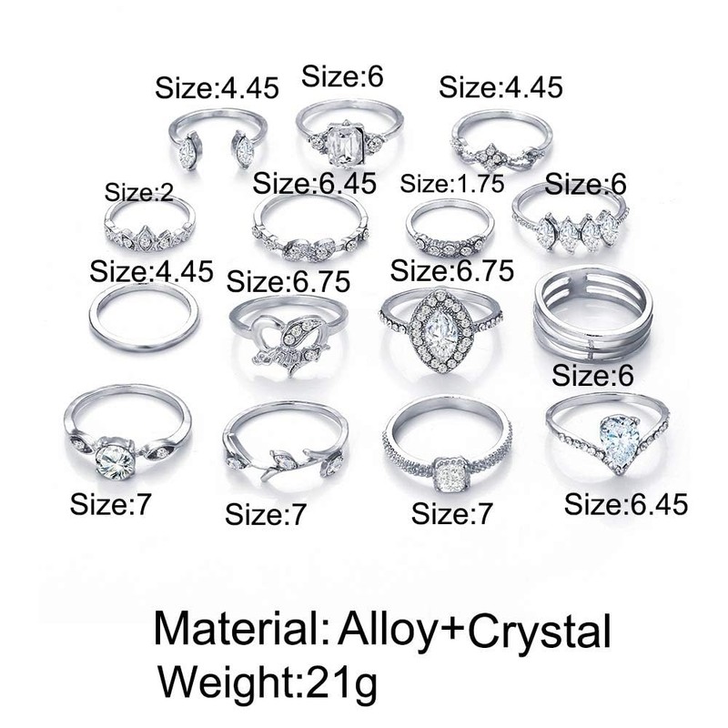 25 Pcs Retro Stackable Knuckle Silver Rings Set for Women，Open
