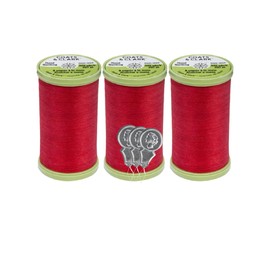 Coats & Clark Hand Quilting Sewing Thread Cotton Covered Polyester 325 Yards S960 3 Pack Bundle with 3 Bella's Crafts Needle Threaders (Red)
